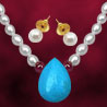 Badam shape Turquoise & Ruby Pearl Set