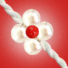Pearl & Red Coral Beads Rakhi